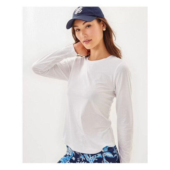 LIlly Pulitzer UPF 50+ Luxletic Westley Long Sleeve Tee Resort White Sz L - Picture 2 of 5